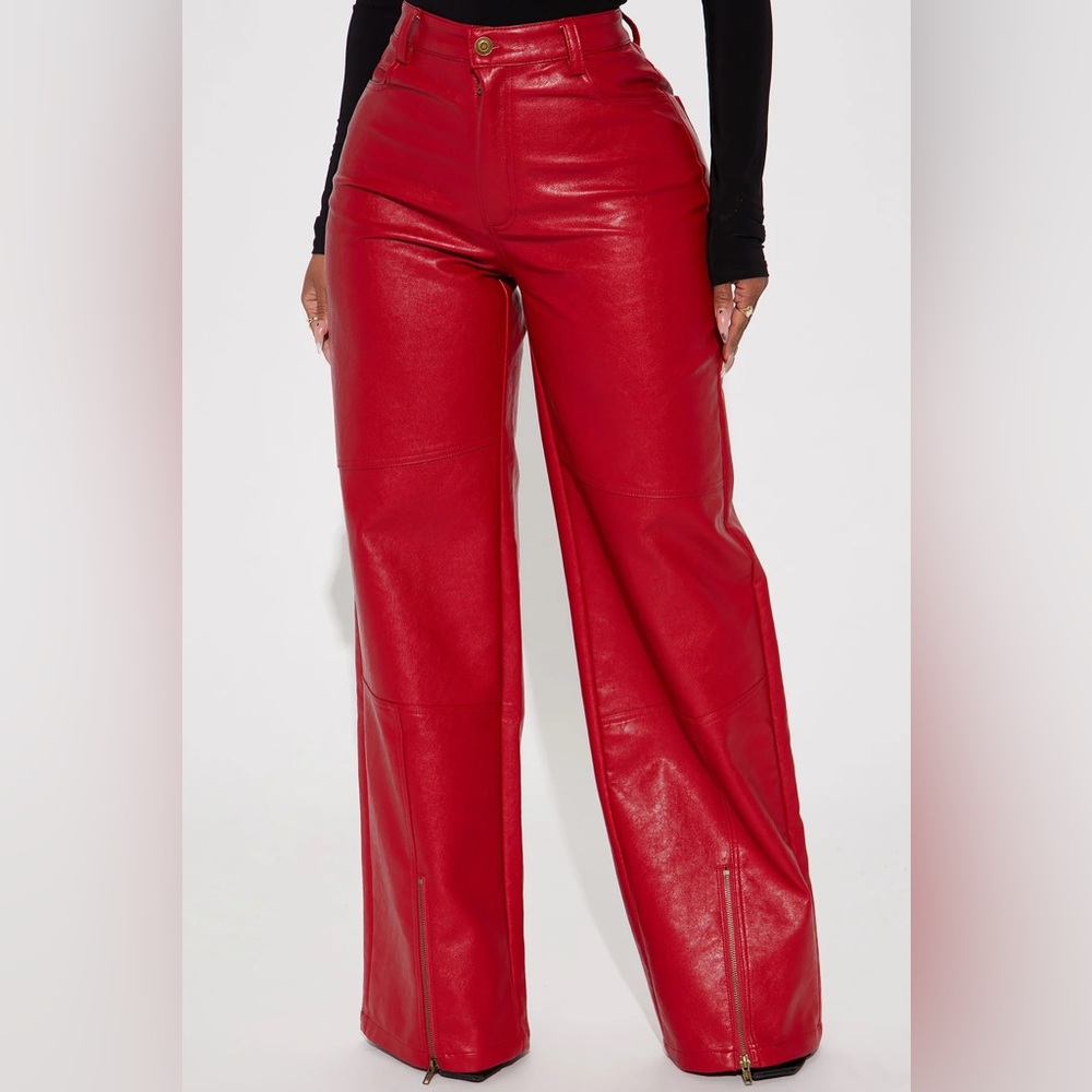 Size XL Red Faux Leather Pants - Picture 6 of 6